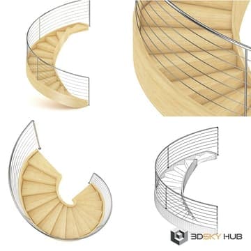Wooden spiral stairs — CGAxis 3D model for 3ds Max