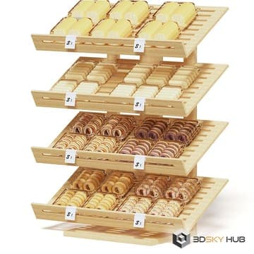 Market shelf bakery products — CGAxis 3D model for 3ds Max