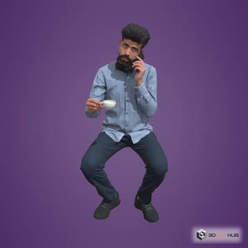 Posed arab man coworking sitting 068 — Humano 3D 3D model for 3ds Max